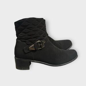 Stuart Weitzman Gorby Black Quilted Ankle Booties